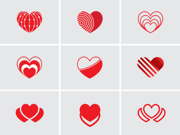 Download Set of Different Trendy Shapes of Heart - Shapes Collection