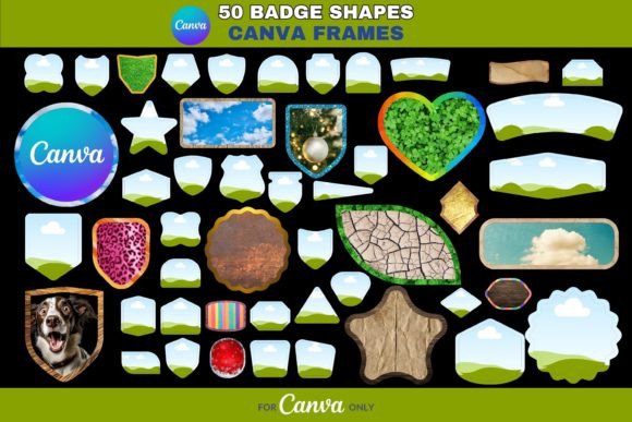 Download Dynamic Duo: 50 Badge Shapes Canva Frame - Shapes Collection