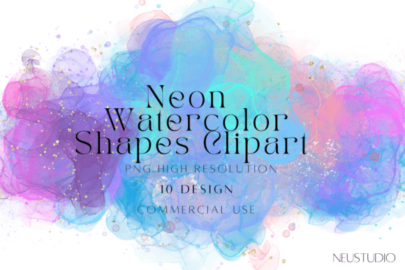 Download Neon Watercolor Abstract Shapes Png - Shapes Collection