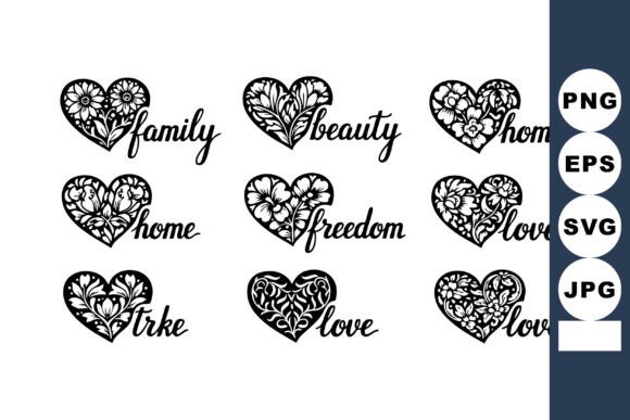 Download Floral Heart Shapes Calligraphy - Shapes Collection