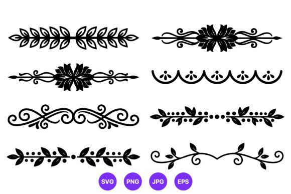 Download Black Floral Leaf Decorative Borders - Premium Bundle