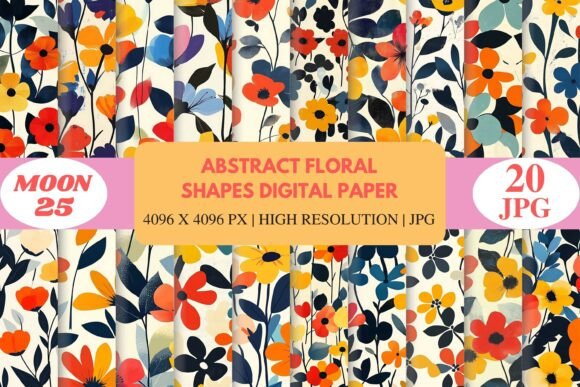 Download Abstract Floral Shapes Digital Paper - Shapes Collection