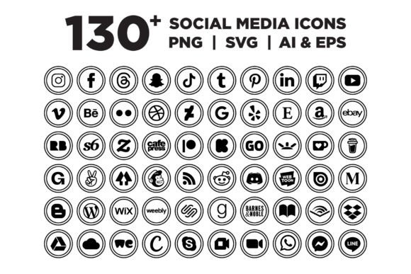Download Circle Double Outline Social Media Icons - Icon Collection