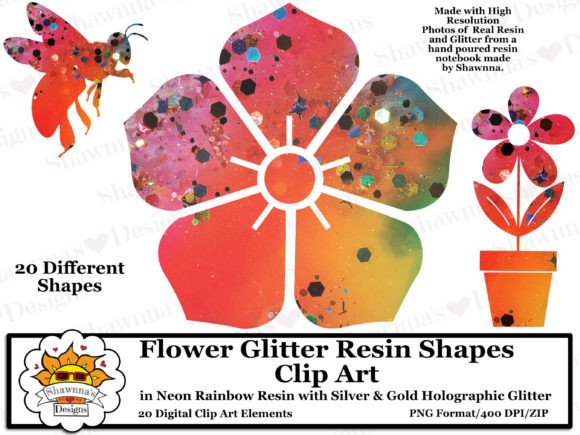 Download Neon Rainbow Resin Flower Shapes Clipart - Shapes Collection