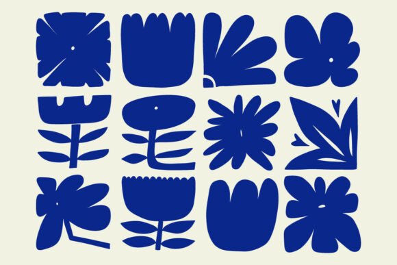 Download Bold Abstract Flower Shapes Clipart Set - Shapes Collection