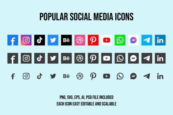 Download Popular Social Media Icons Set - Icon Collection
